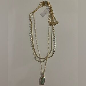 NWT Kendra Scott Gold Framed Dani Triple Strand in Sea Green Chrysocolla